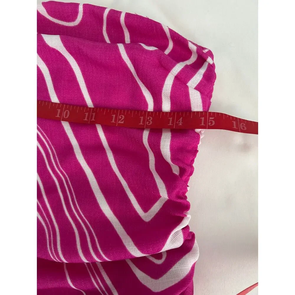 EUC Le Lis Collection Strapless Retro Ruched Pink Swirl Bodycon Mini Dress-Small - Picture 7 of 9